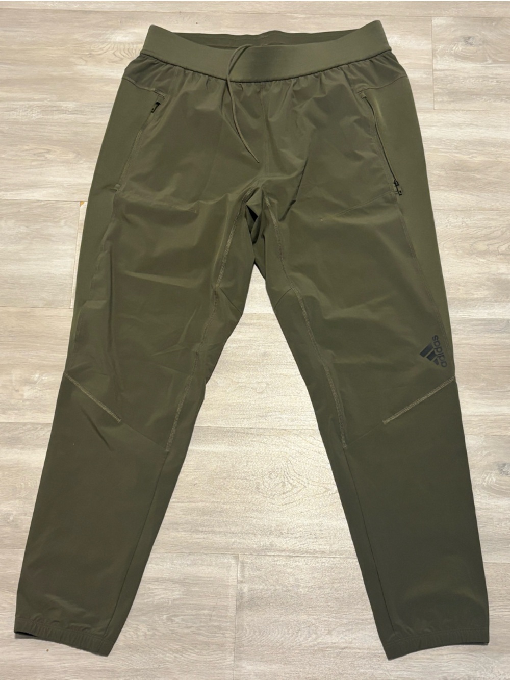 adidas Men's Olive Track Joggers with Zip Pockets